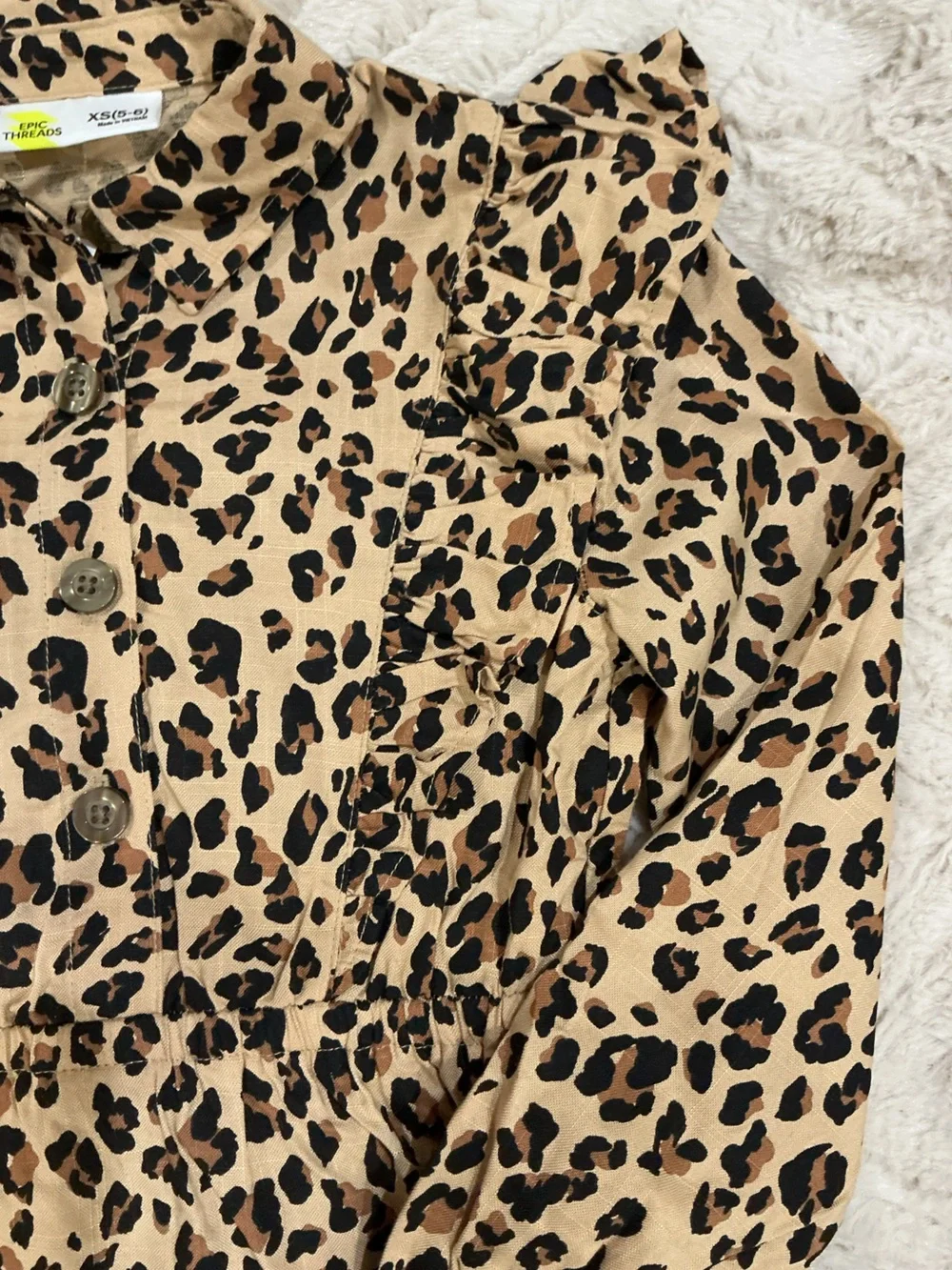 Epic Threads Beige and Black Leopard Print Ruffle Dress